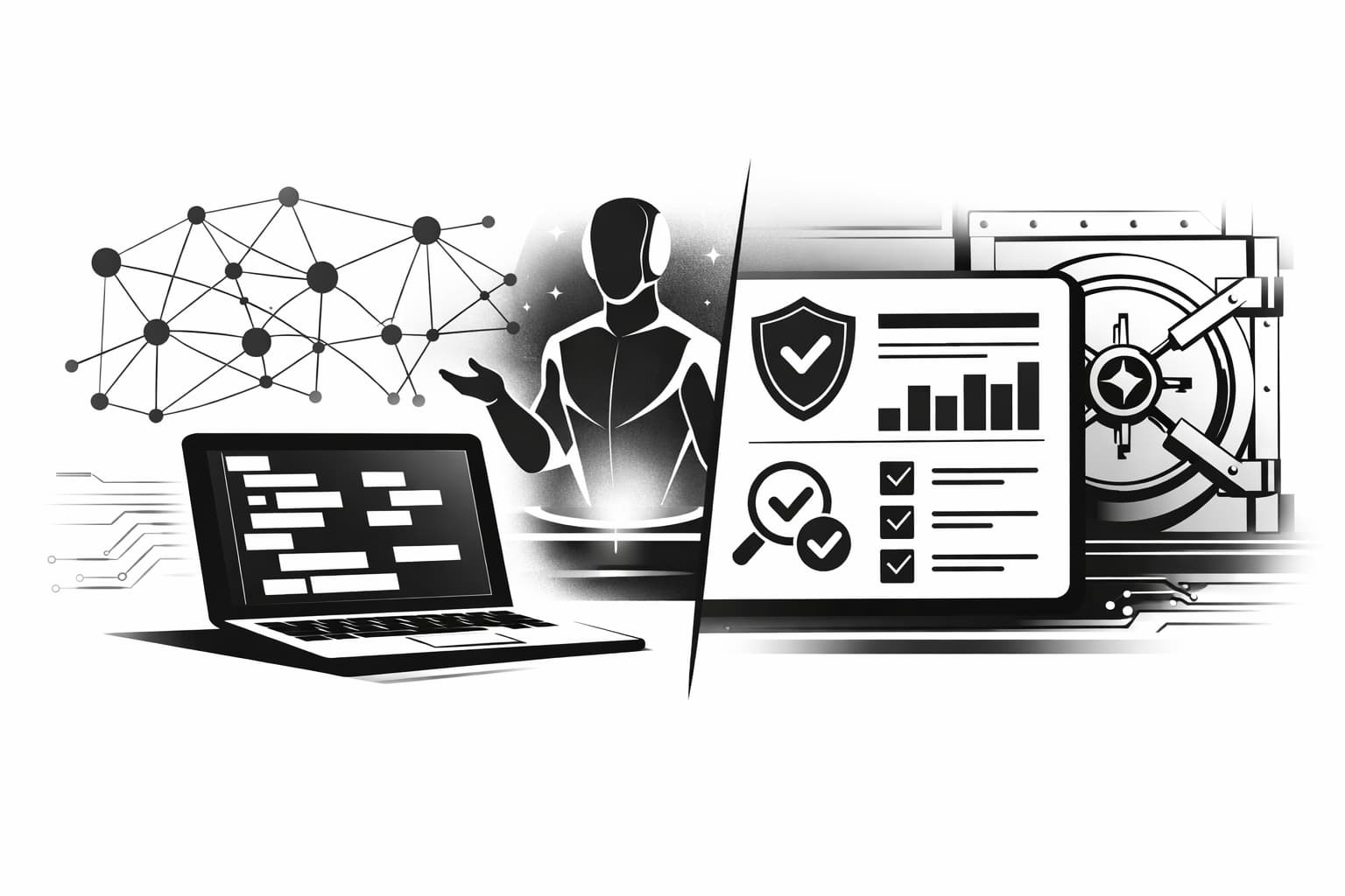 Developer using AI copilot and audit tools to secure smart contracts