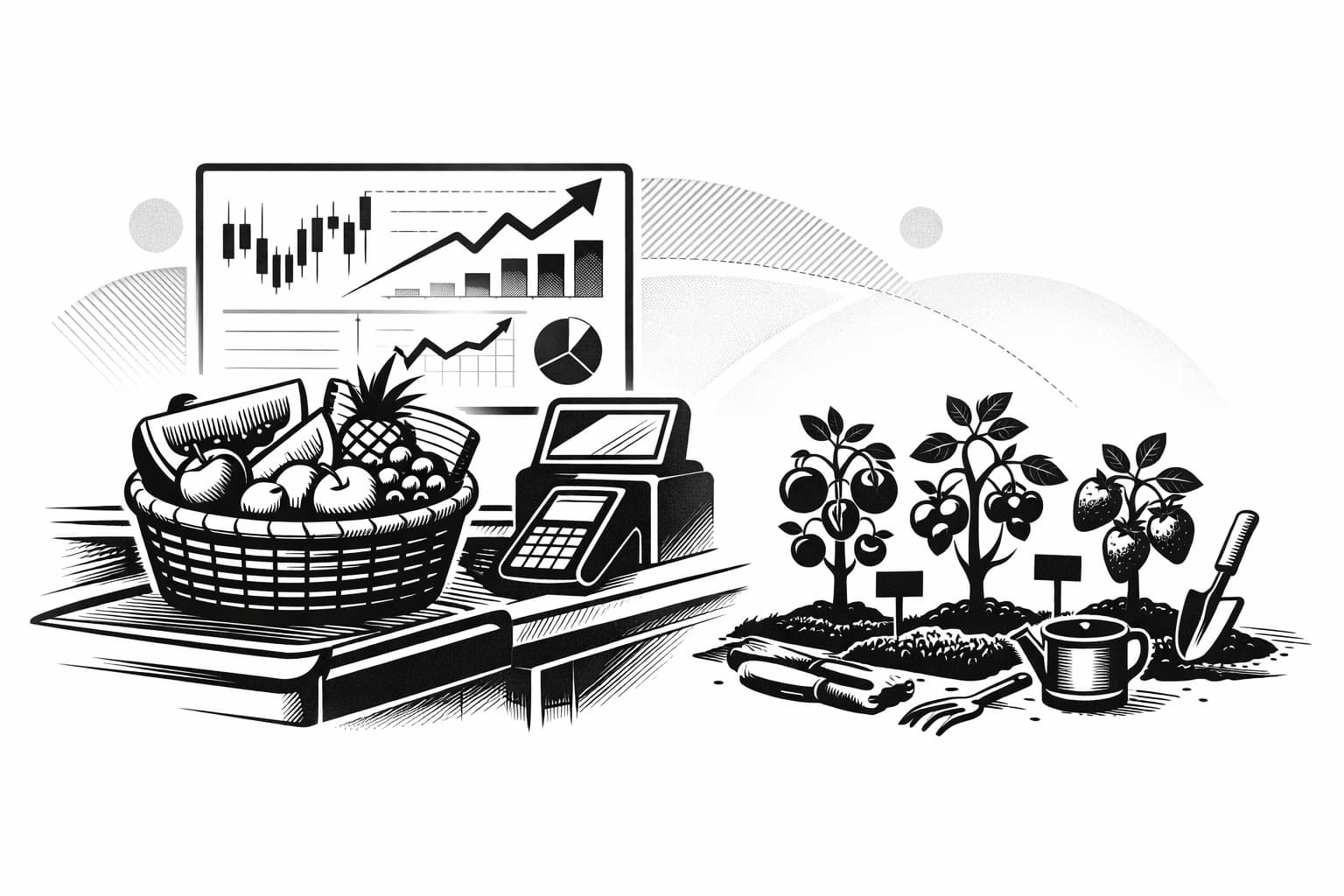 Fruit basket versus home garden illustrating altcoin ETF investing versus direct crypto ownership