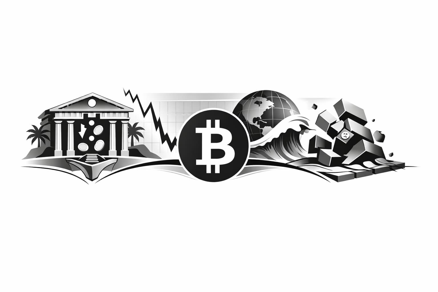 Timeline illustration of Bitcoin reacting to banking stress in 2013, 2020, and 2022