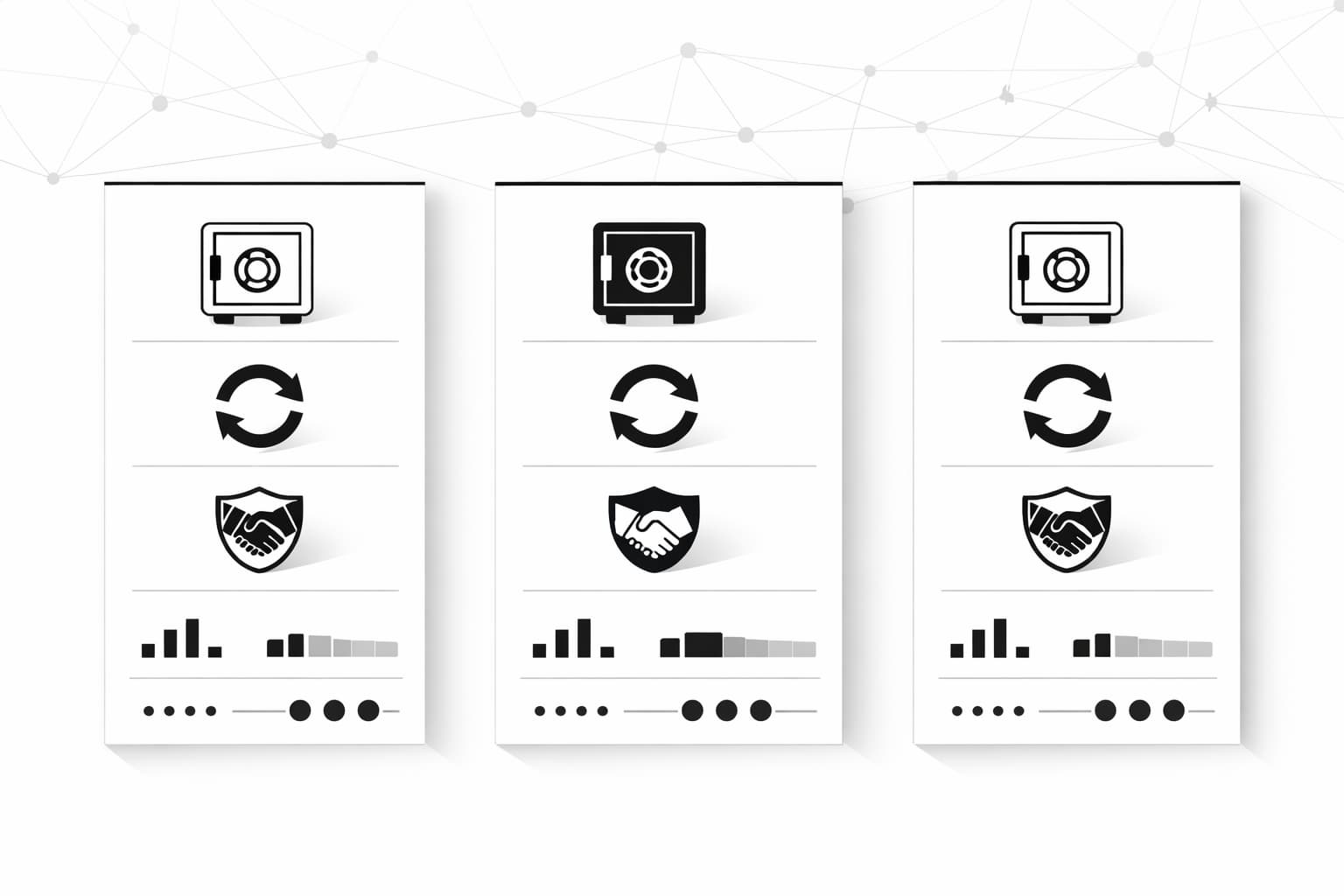 Three-panel Layer 2 DeFi comparison showing lending, swaps, governance, incentives, liquidity