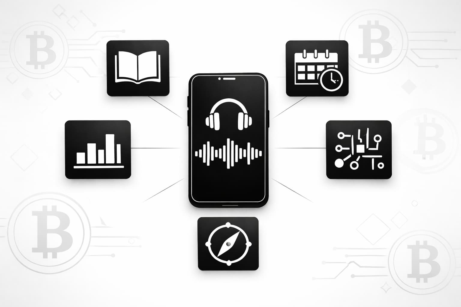 Podcast decision guide illustration matching bitcoin listener goals and experience levels