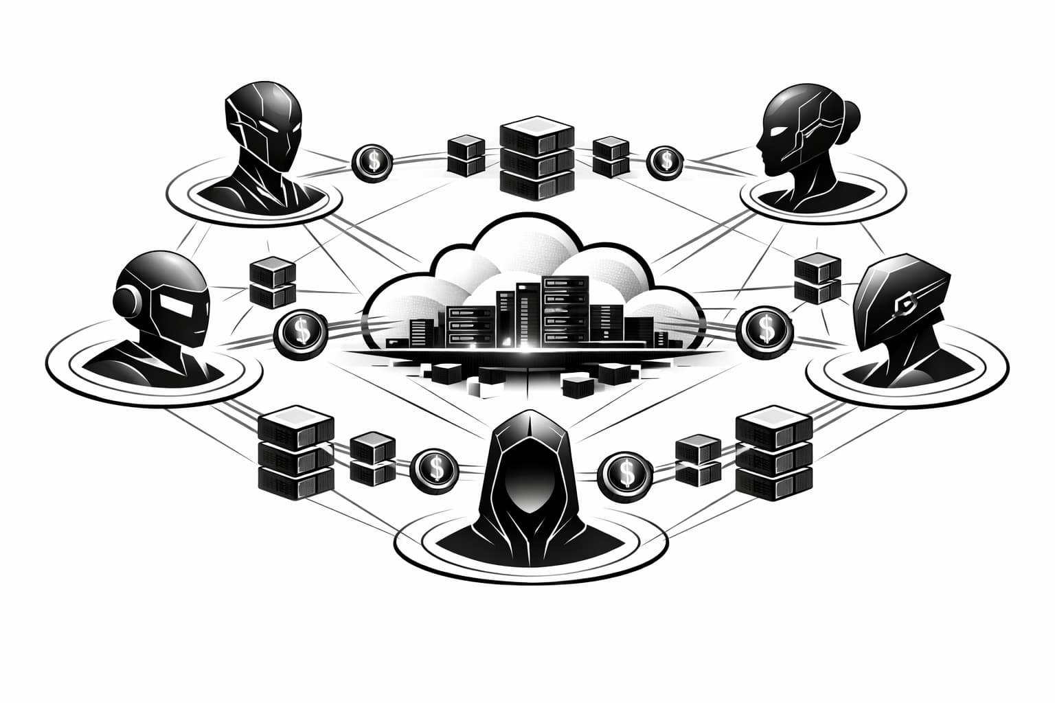 AI agents exchanging stablecoin payments across cloud and blockchain infrastructure network