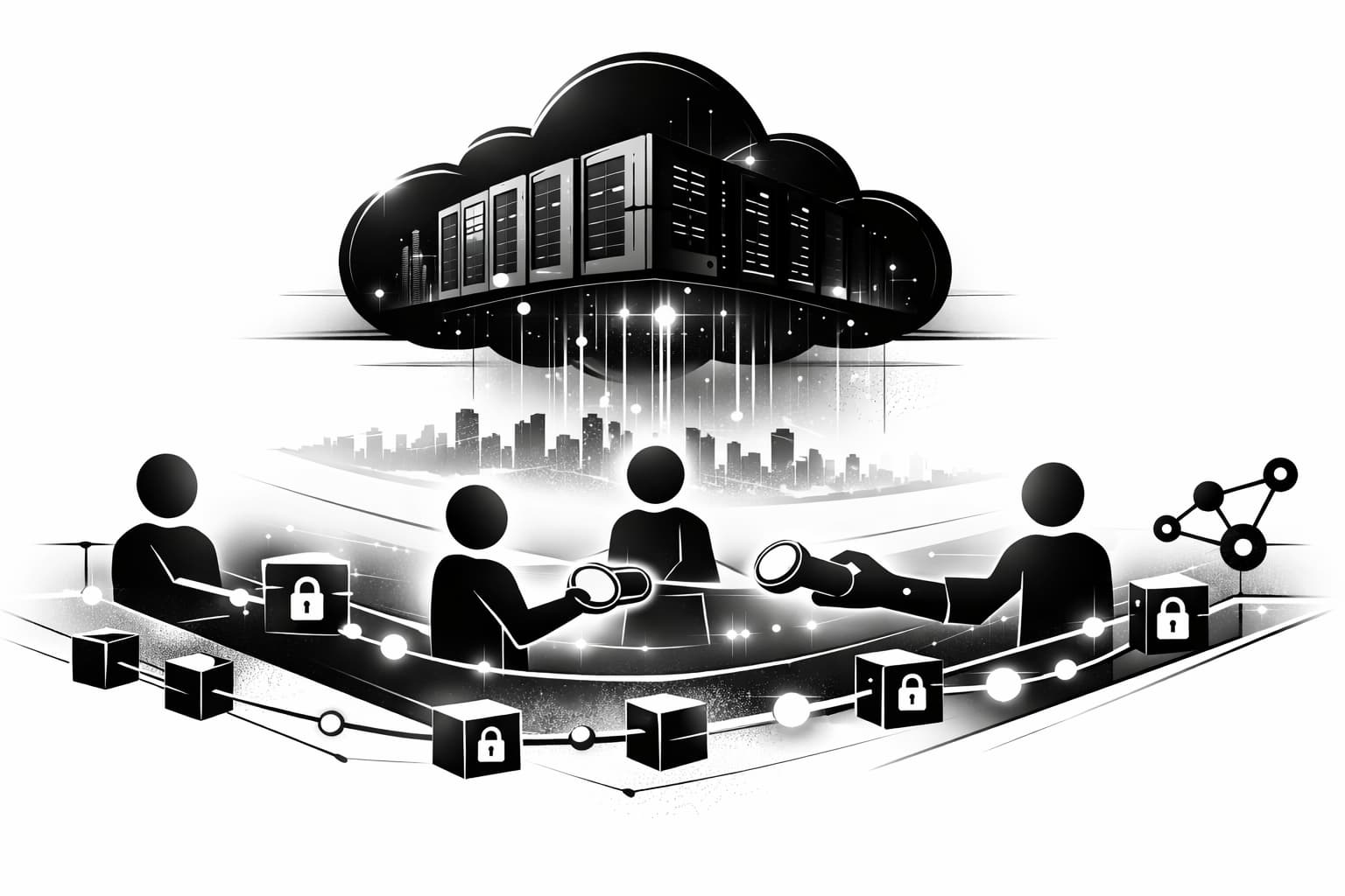 Cloud infrastructure connecting AI agents to stablecoin payment rails in a city