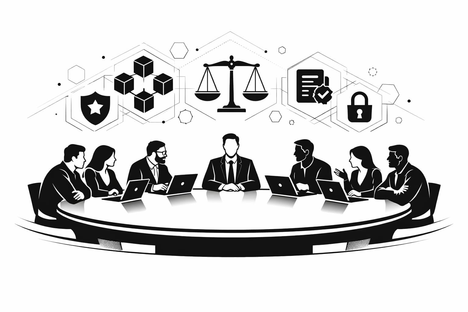 Mediators and community members blending human judgment with blockchain dispute tools