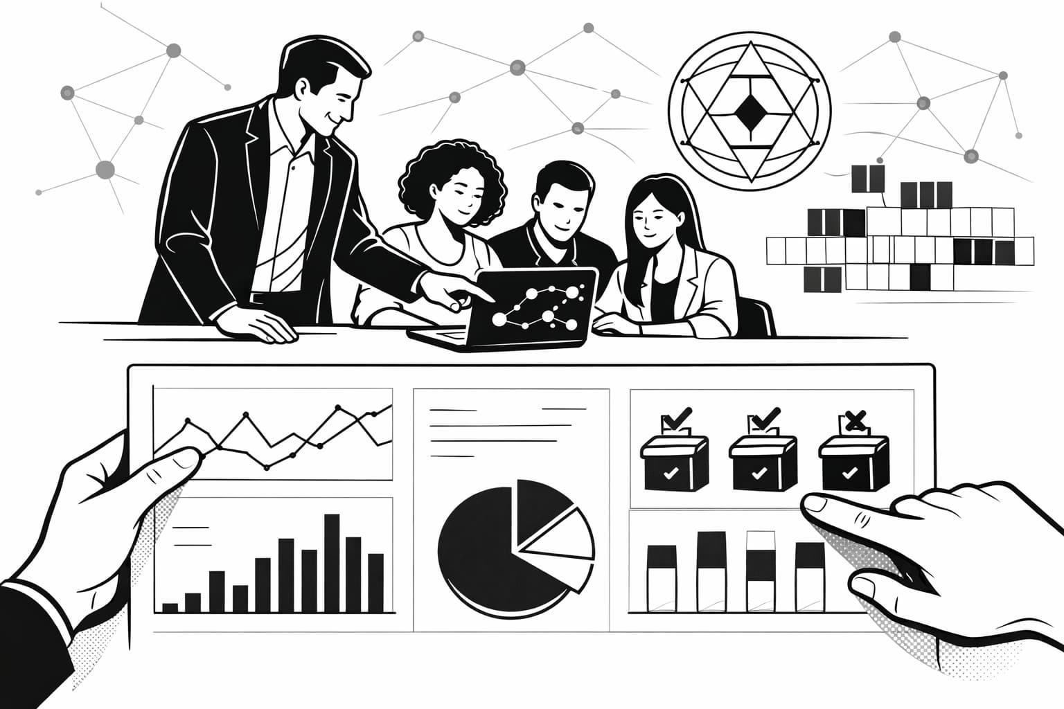 Mentor-led dashboard showing DAO health metrics, governance activity, and on-chain trends
