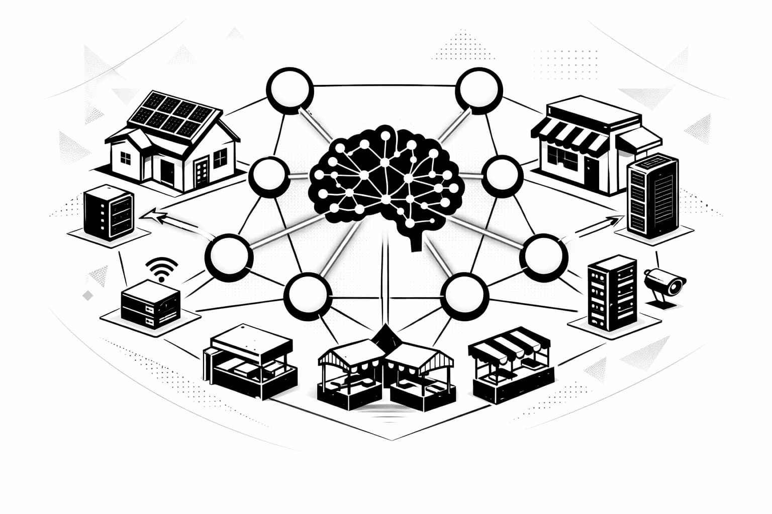 Community-owned computers, sensors, and solar power connected to an AI network