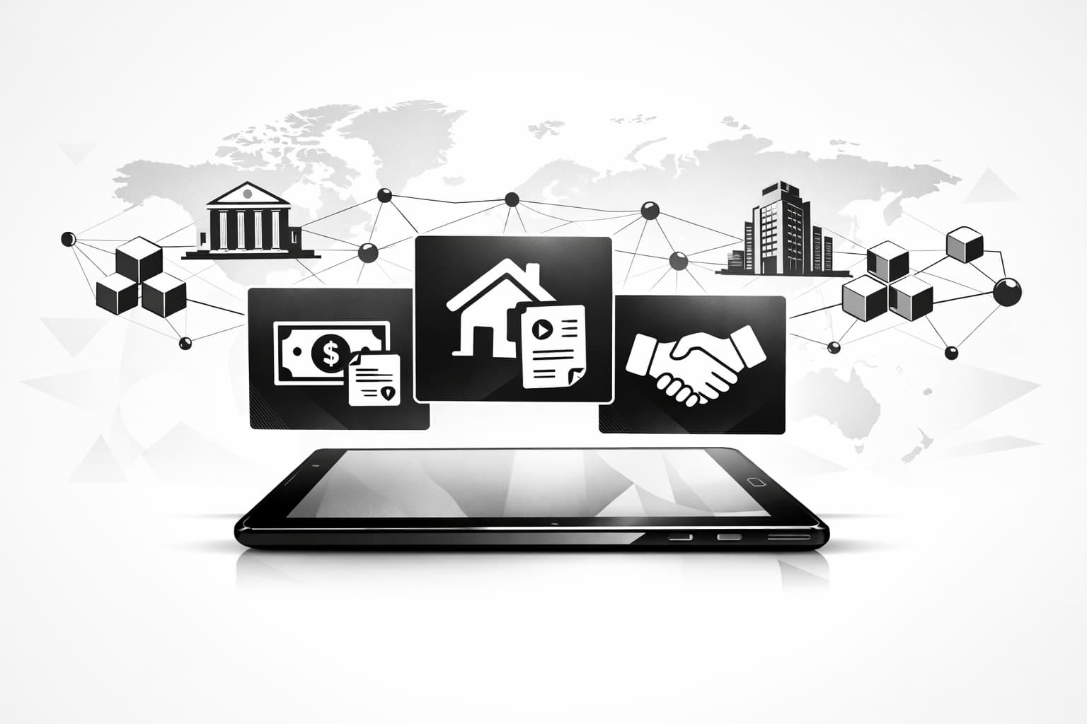 Dashboard-style illustration of RWA crypto projects, partnerships, and tokenized assets updates