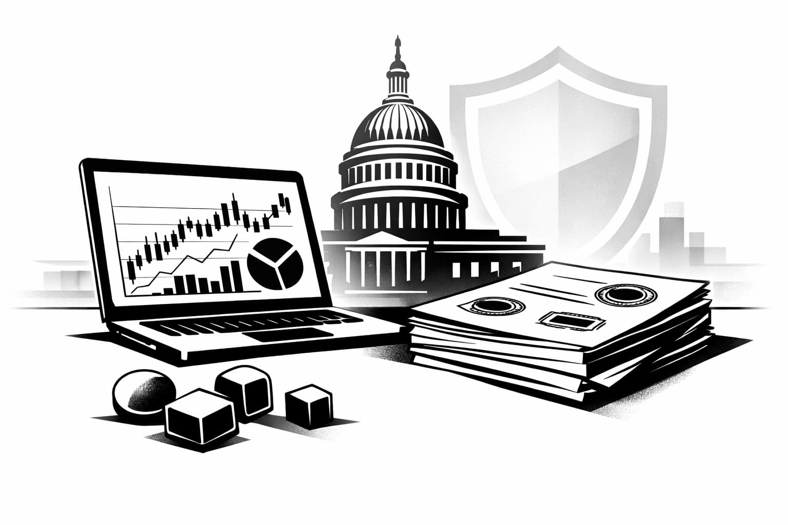 Illustration of SEC filings, crypto tokens, and market charts symbolizing altcoin ETF updates