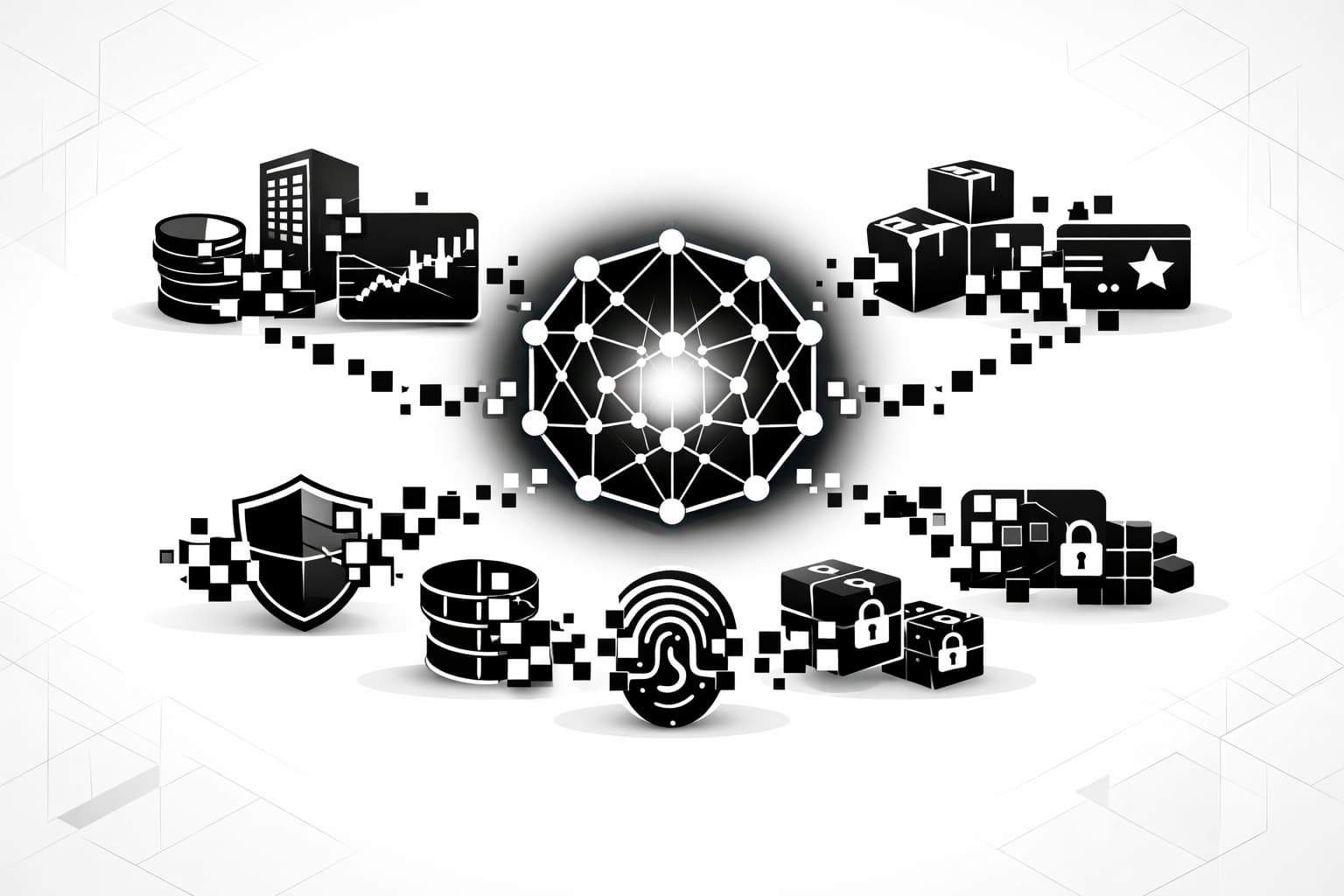 Illustration of tokenization across finance, business operations, and data security use cases