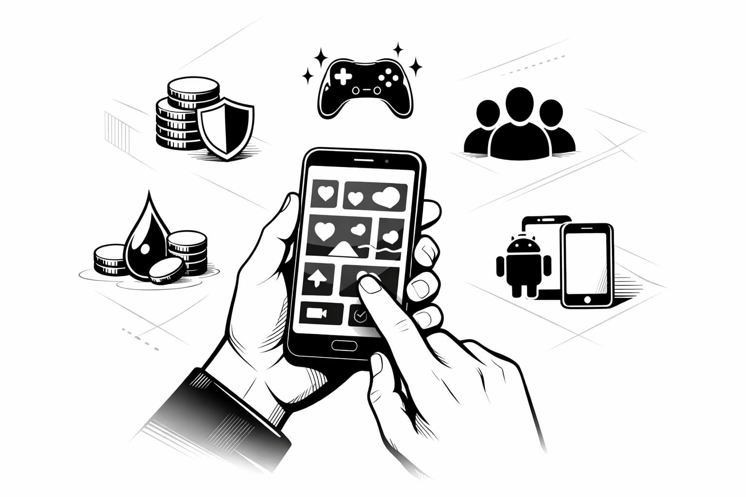 Smartphone crypto game evaluated by sustainability, gameplay, users, liquidity, and accessibility
