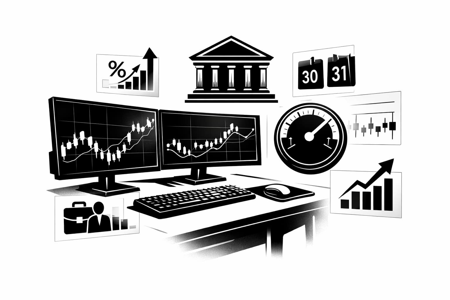 Crypto market dashboard with calendar, central bank, and inflation indicators influencing prices