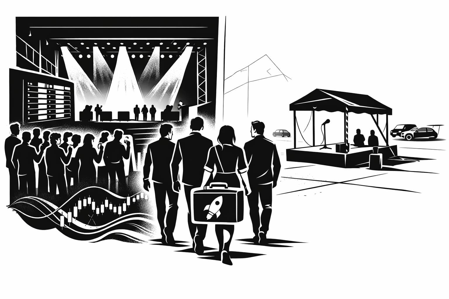 Illustration comparing IEO exchange venue credibility versus risky empty parking lot launch