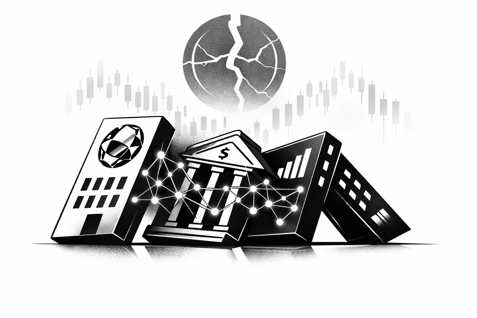 Domino-like collapse of three crypto firms linked by leveraged financial connections