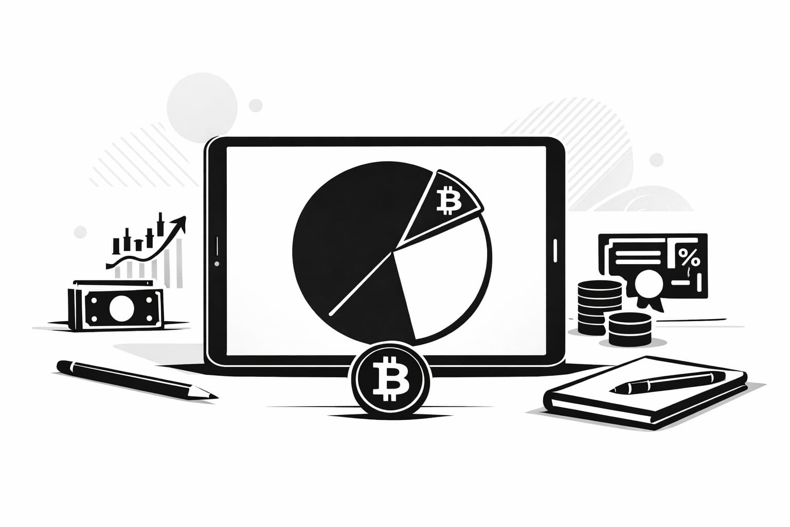 Illustration of a diversified portfolio with a small bitcoin allocation slice