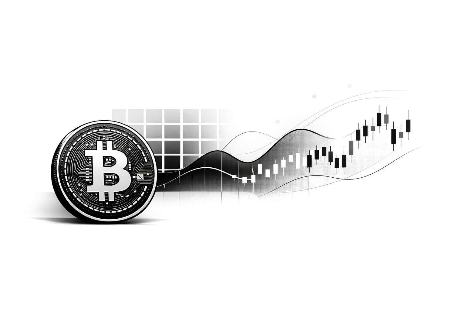 Illustration of Bitcoin with calendar and chart elements showing monthly return patterns