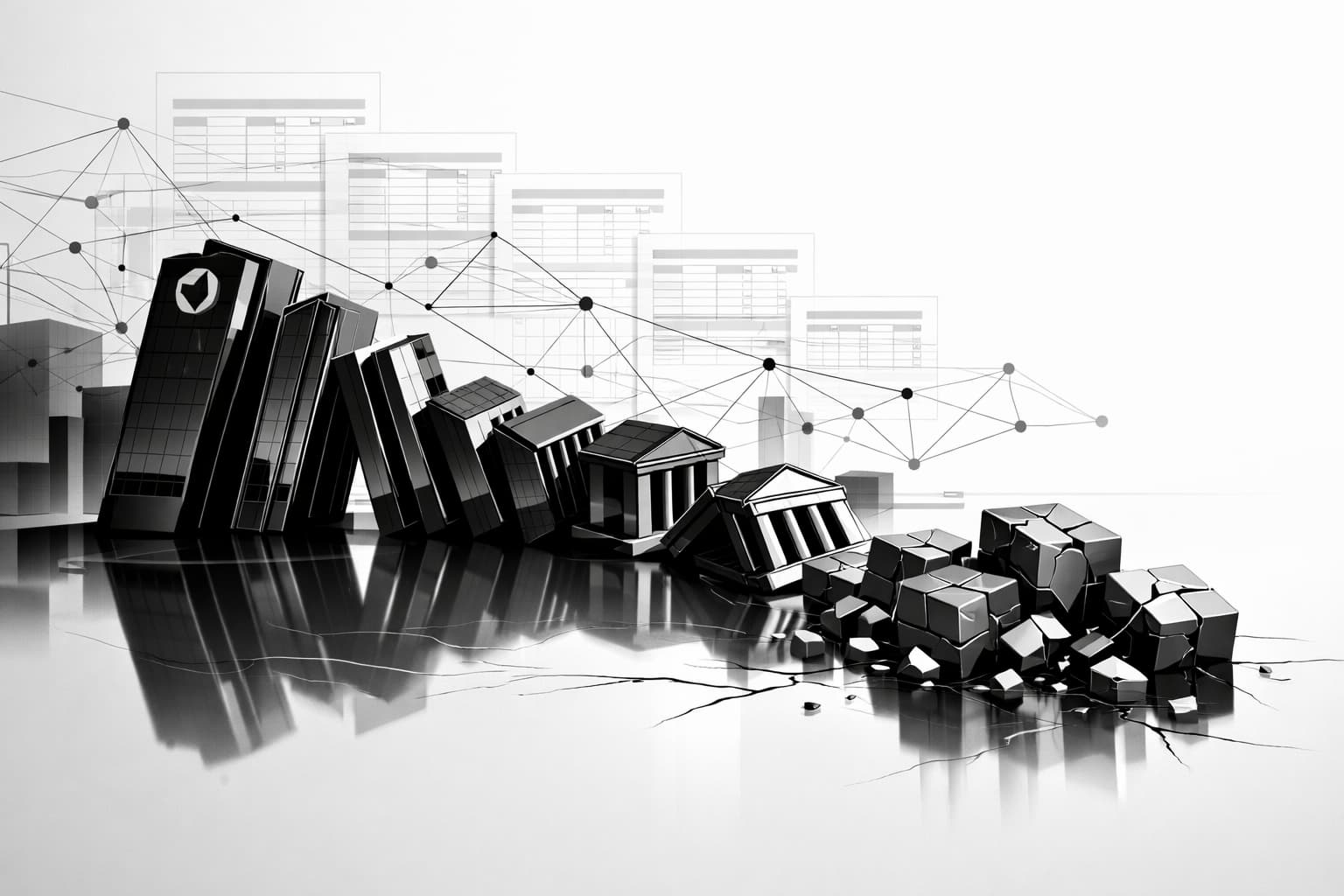 Domino-like collapse of crypto finance towers connected by contagion network lines