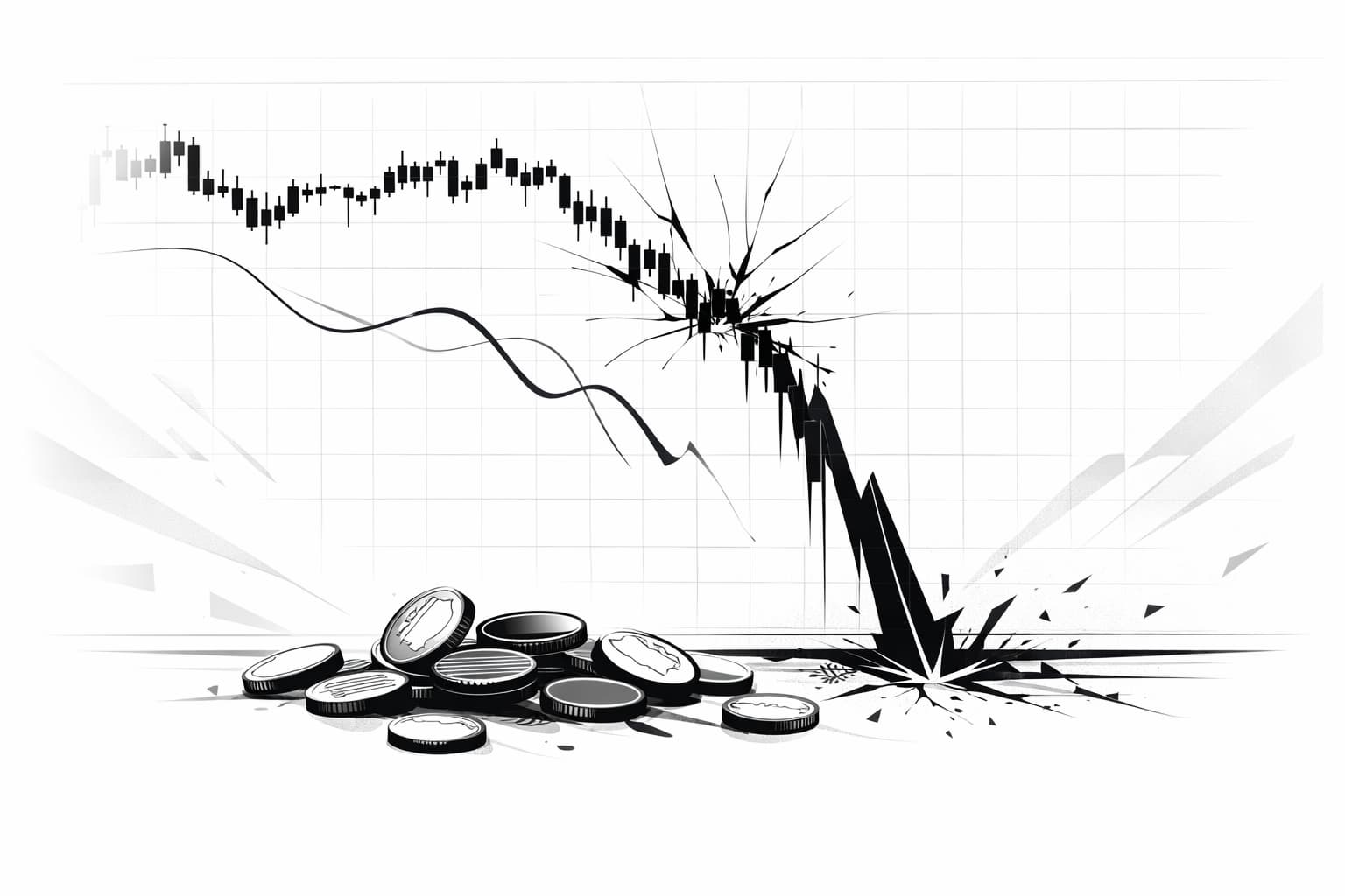 Illustration of a steep crypto market drop compared with a smaller correction