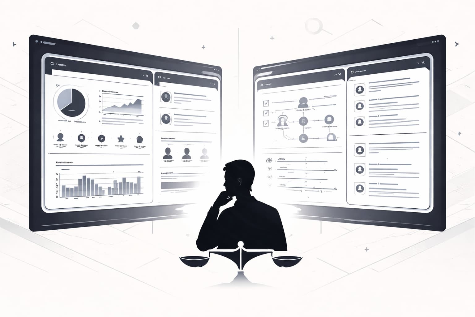 Token holder comparing two DAO delegate platform dashboards for voting quality