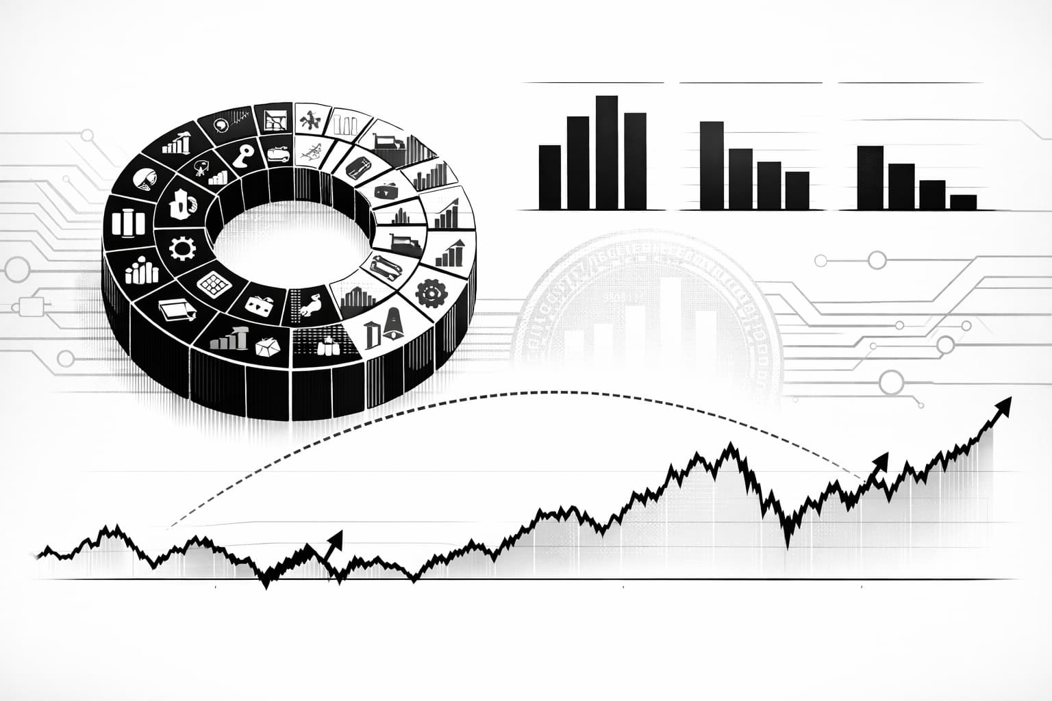 Analyst rating dashboard illustration for FDIG ETF with 12-month price outlook