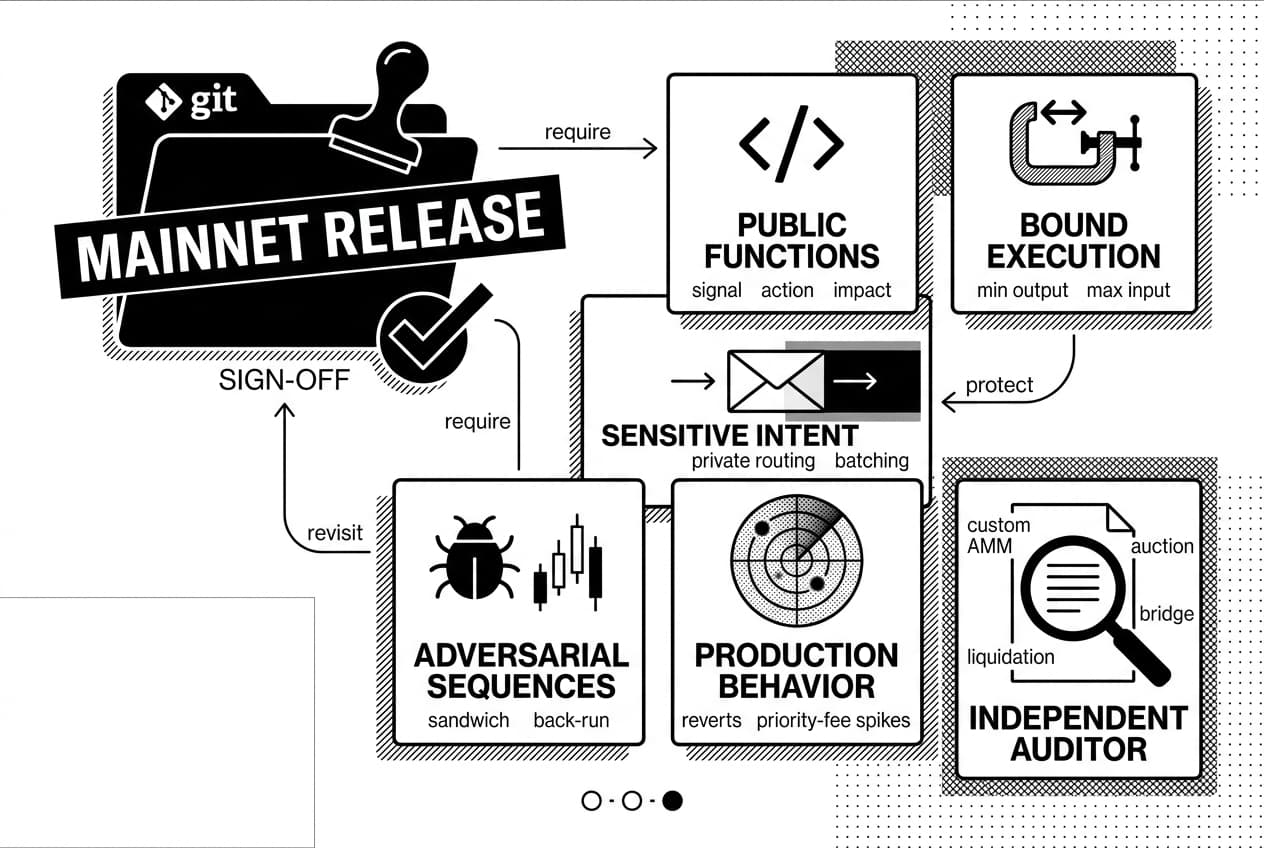 Monochrome MAINNET RELEASE folder and checklist for front-running and MEV prevention sign-off