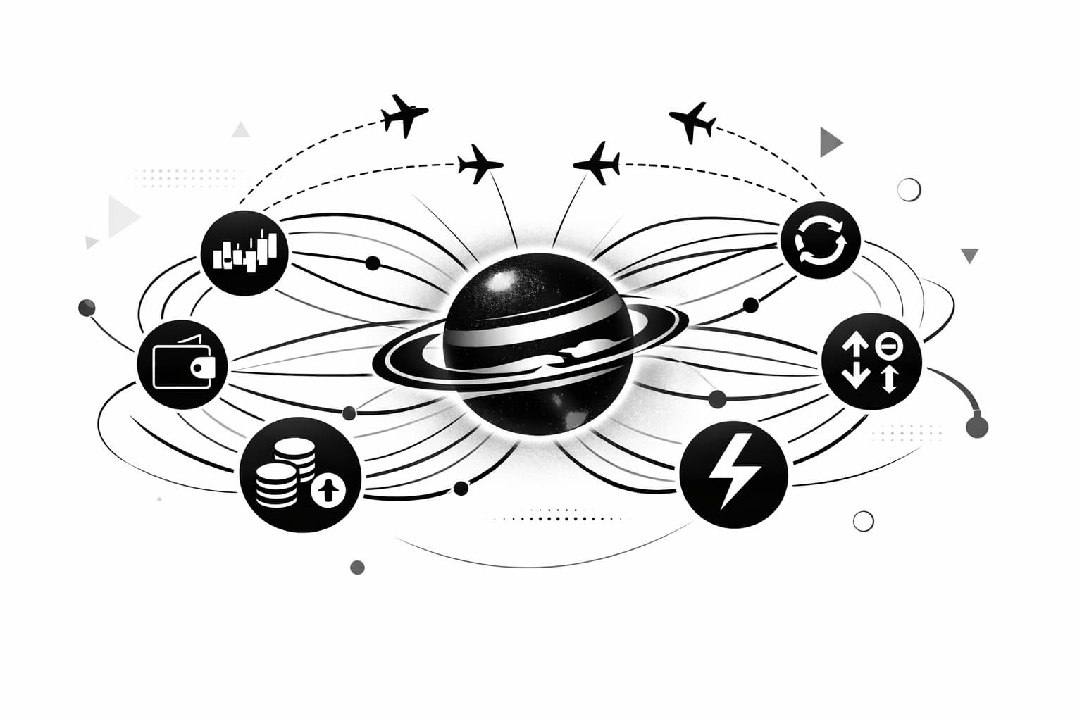 Illustration of Jupiter aggregating Solana DEX liquidity to find best trade routes