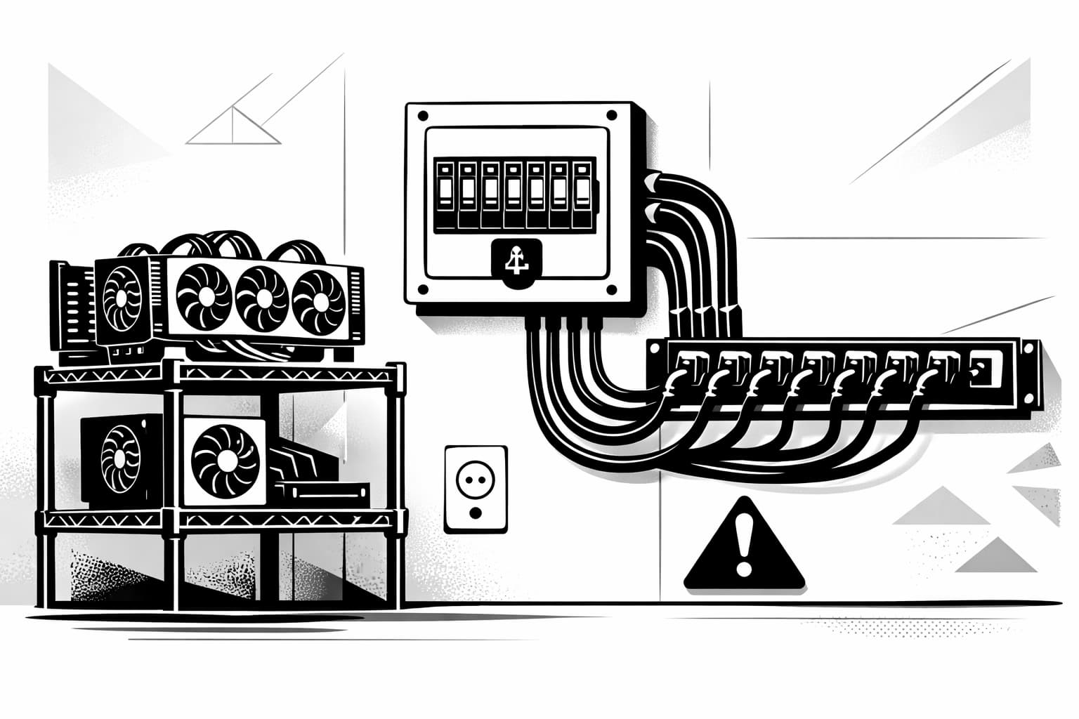 Home mining rig powered safely using dedicated circuits and a rack PDU