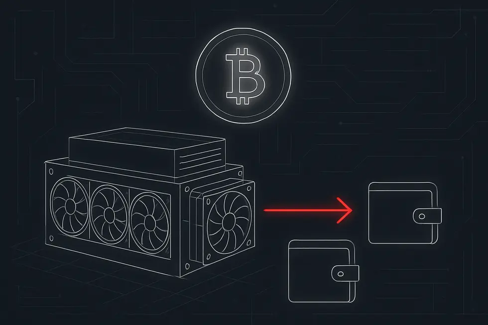 Wireframe globe and Bitcoin icons illustrate the concept of global, peer-to-peer money.