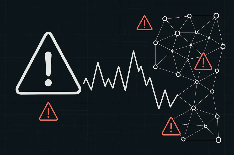 Wireframe-style depiction of devices in a decentralized infrastructure network.