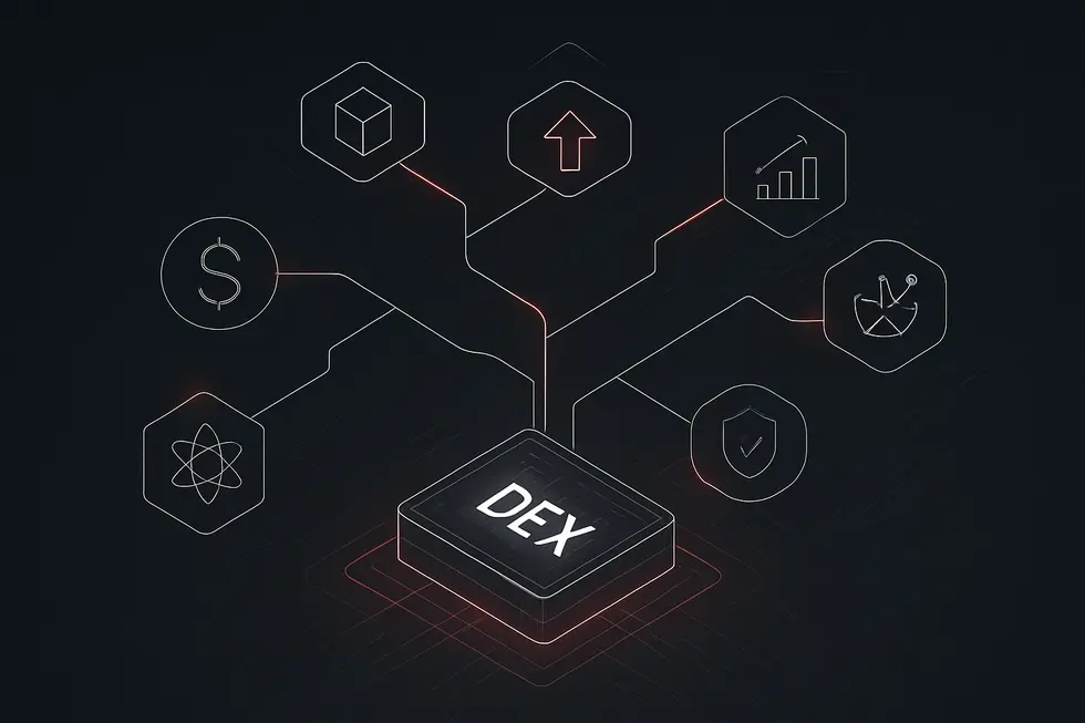 A visual comparison of centralized and decentralized exchange structures.