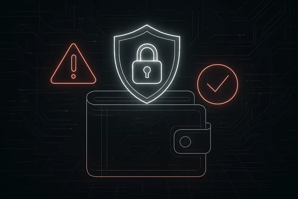 A digital hand holding a virtual wallet with secure key symbols.
