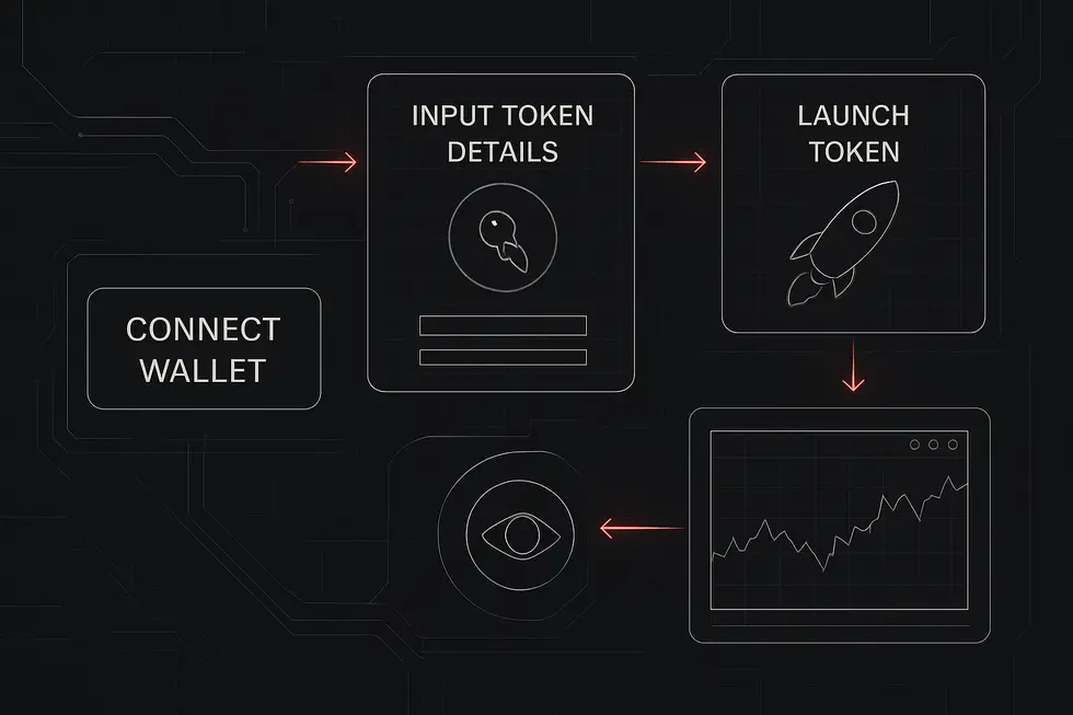 Visualizing the simplicity of token creation using PumpFun on Solana.